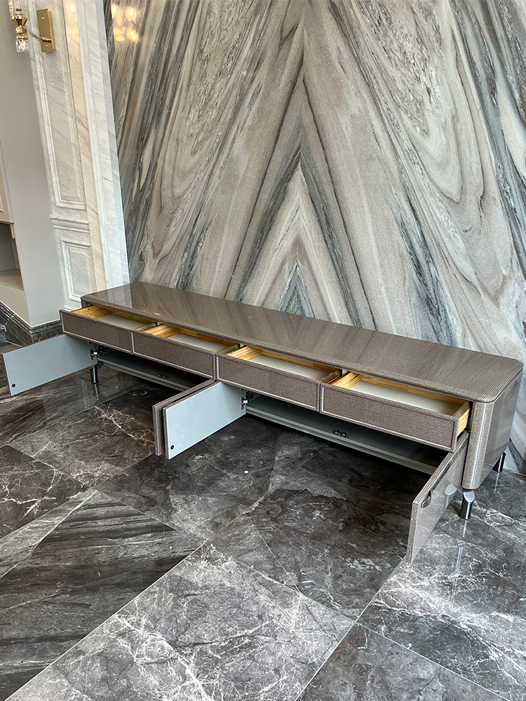 Italian light luxury villa TV cabinet coffee table combination modern minimalist paint craft small apartment living room bedroom floor cabinet