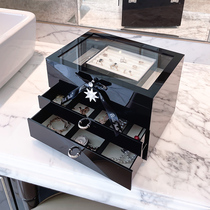 Jewelry box drawer-style black transparent Korean multi-layer clamshell large-capacity advanced custom jewelry ring storage box