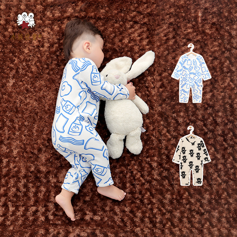 Infant rompers long-sleeved cotton spring and autumn clothes winter bottoming baby onesie go out autumn pajamas romper