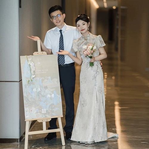 Вечернее платье, элитное свадебное платье, ретро ципао, китайский стиль