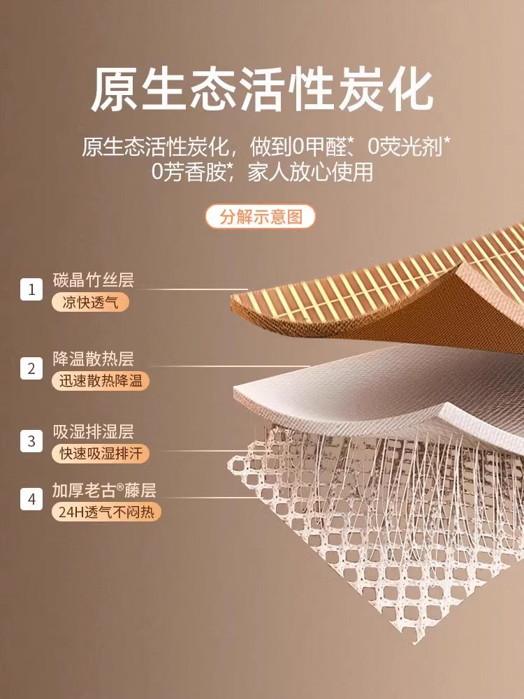 Natural Bamboo Mat, New Summer Mat, Foldable, High-End, Thickened Ice Silk Mat, Summer Household Mat for Mothers and Babies