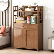 Tea Water Cabinet Shelve Shelve Kitchen Dining Side Cabinet New Chinese Solid Wood Multilayer Lockers Living-room Tea Side Cabinet Containing Cabinet