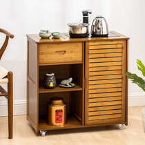 Living room tea table small family type mobile small tea table solid wood tea table chair combined balcony tea tea Several table tea water cabinet for home