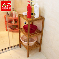 Bathroom rack toilet basin frame triangle toilet solid wood storage floor washing face storage shelf