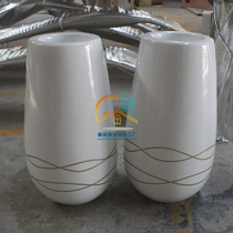 Customized glass fiber reinforced plastic flower pot round flower pot golden edge curved line pattern shopping mall household floor-to-ceiling fashion large ornament