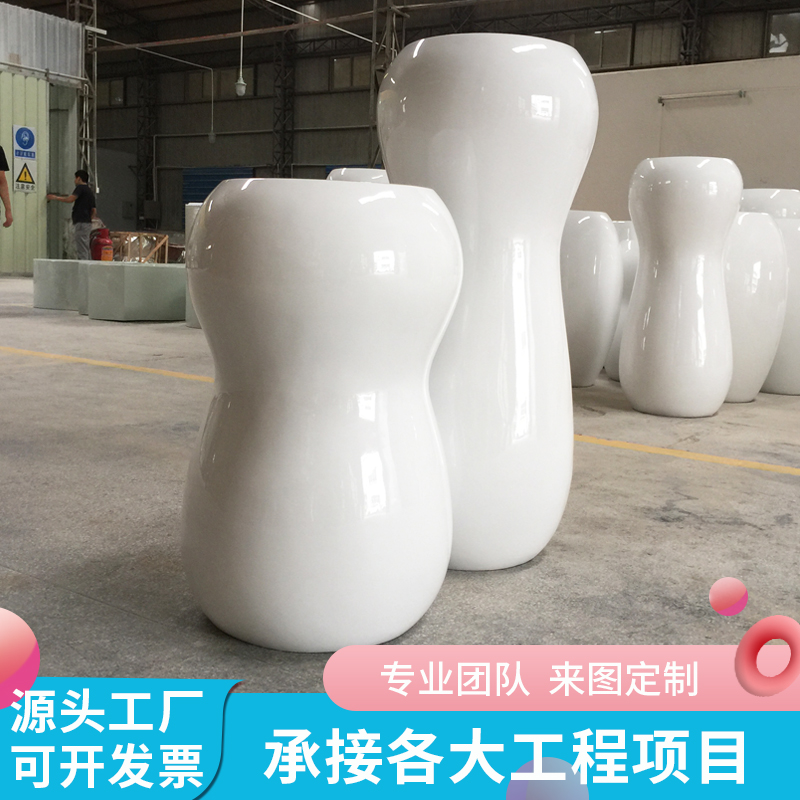 Customized fiberglass flower pot modern minimalist creative round small gourd shape combination flower pot square sample house display center