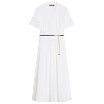 (End of Season Selection) MaxMara 2024 Spring and Summer Womens V-neck Cotton Poplin Dress 6221104206