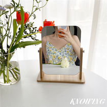 Small mirror desktop office high-color small portable high-end red double-sided desktop cosmetic mirror