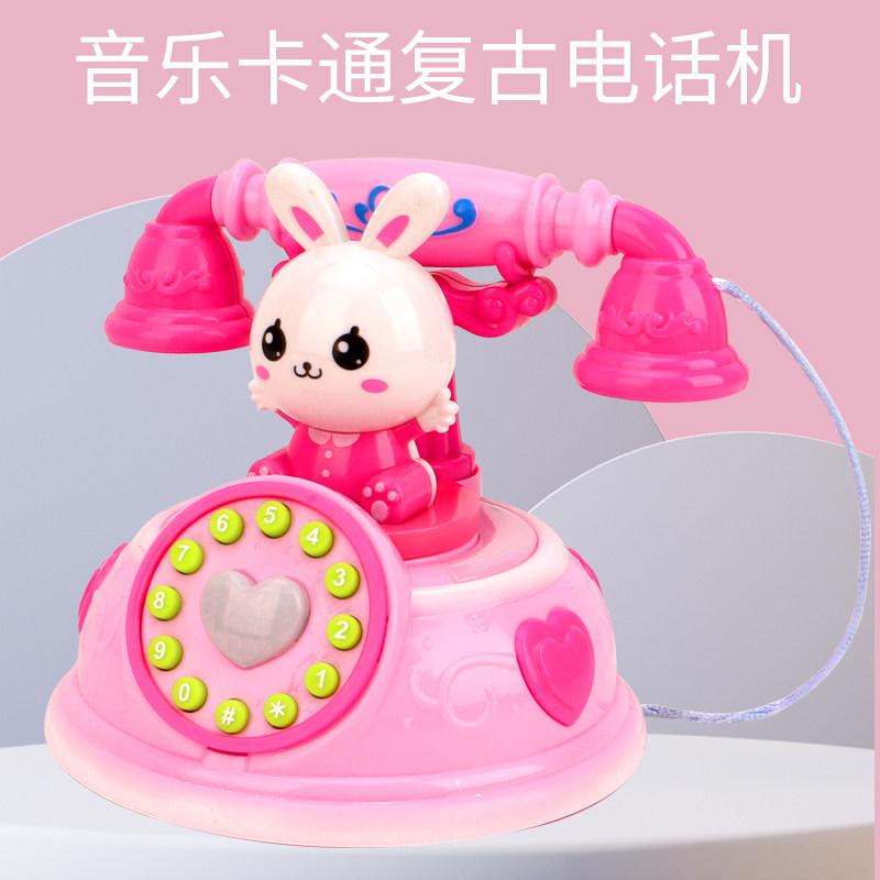 Children's retro cartoon early education puzzle enlightenment story machine simulation scale telephone light music receiver girl