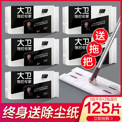 David flat mop electrostatic dust removal paper disposable mop wet wipes vacuum paper home wood floor mop