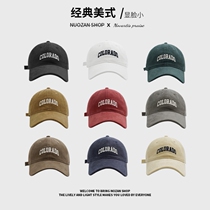Big head soft top baseball cap woman autumn winter and Han version of the letter embroidered ducktongue hat retro-leisure hat