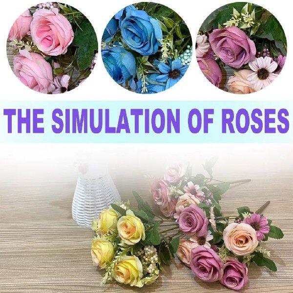 1 bouquet of the Artificial Rose Silks Flowers Beautifol Rose-Tao