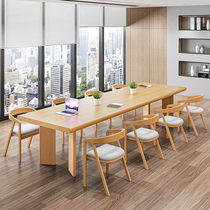 Nordic Solid Wood Conference Table Minimalist Modern Library Strip Training Negotiate Table And Chairs Combined Large Board Desks