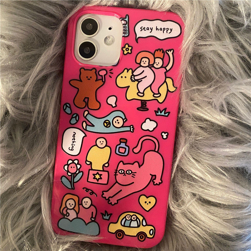 Anery Inscription Pink Little Animal Fucked up for iPhone13pro max Apple 11 mobile phone protective shell xr xsmax anti-fall iphone12 silicone gel protection