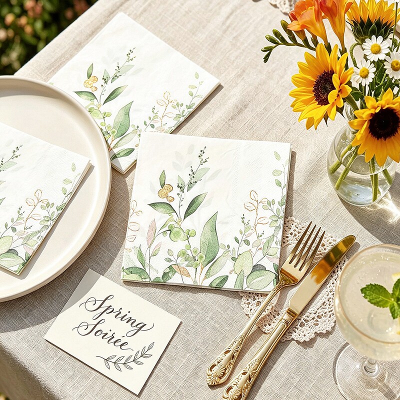 20 Sheets of Fresh Green Leaf Print Napkins, Colorful Paper Napkins for Restaurants and Cafes, Takeaway Paper 25cm 20 Sheets of Fresh Green Leaf Print Napkins, Colorful Paper Napkins for Restaurants and Cafes, Takeaway Paper 25cm