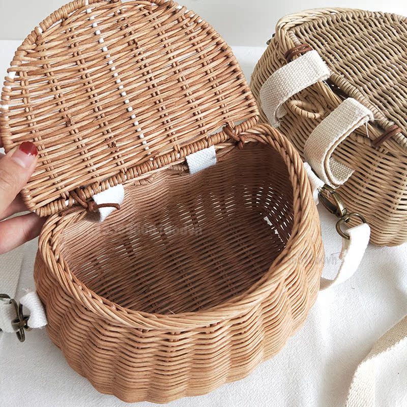 Vintage Bicycle Basket Handmade Bike Rattan Hanging