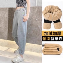 New winter women's women's padded plus velvet comfortable casual slim Joker Minnie thread cotton toe pants