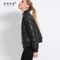 Korean Leather Jacket Womens Jacket 2021 Spring and Autumn New Sheep Leather Short Style Plus Cotton Leather Baseball Clothing