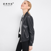 2021 new leather leather jacket womens short coat spring and autumn sheep leather stand collar baseball uniform skinny leather jacket