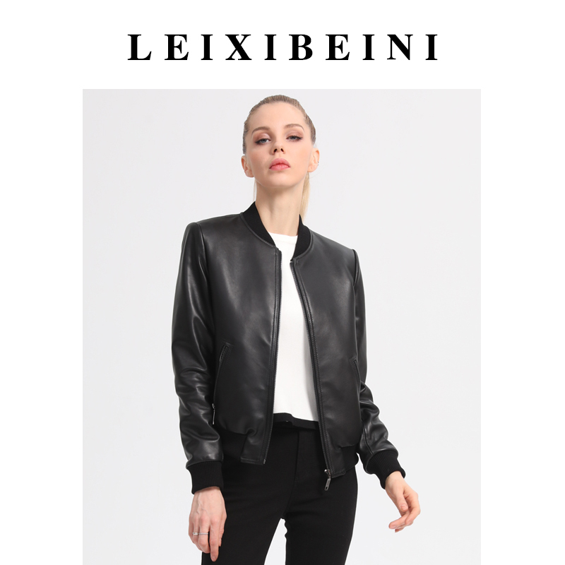 Leixibeni Genuine Leather Plus-Size Leather Jacket for Women, Motorcycle Jacket, New Slim-Fit Baseball Jacket, Short Slim-Fit Leather Jacket