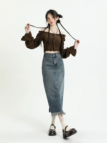 Осенняя демисезонная джинсовая юбка, высокая талия, коллекция 2023, подходит для подростков, А-силуэт