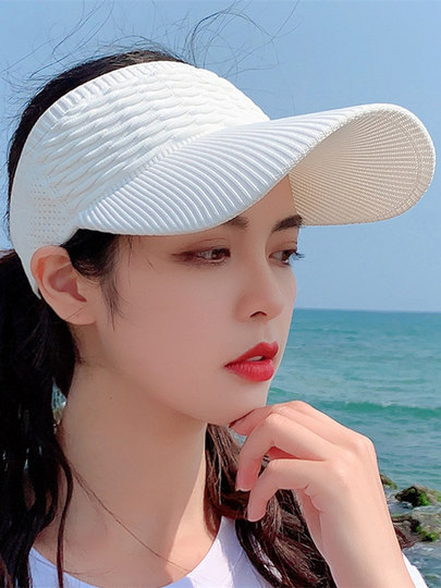 Empty top hat for women 2026 new summer sports running sun protection sun hat with face display small versatile outdoor sun hat