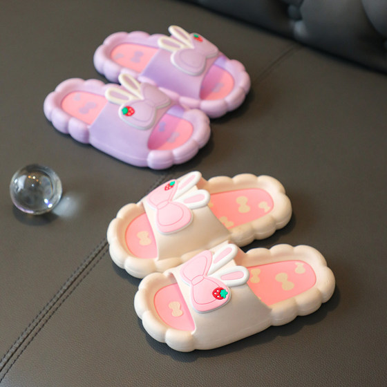 Children's slippers female summer little girl baby cute princess bow indoor non-slip parent-child mother and girl sandals