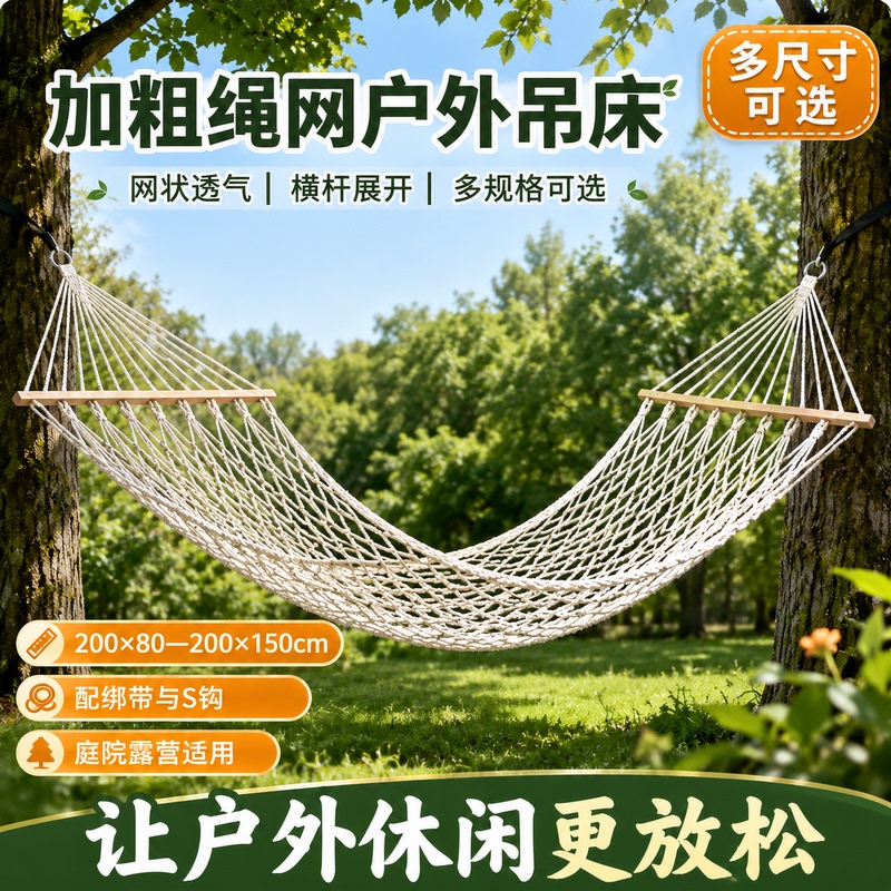 Hammock with Thick Straps for Outdoor Use, Breathable Mesh Hammock Chair, Swing for Adults, Single Sleeping Hammock Hammock with Thick Straps for Outdoor Use, Breathable Mesh Hammock Chair, Swing for Adults, Single Sleeping Hammock