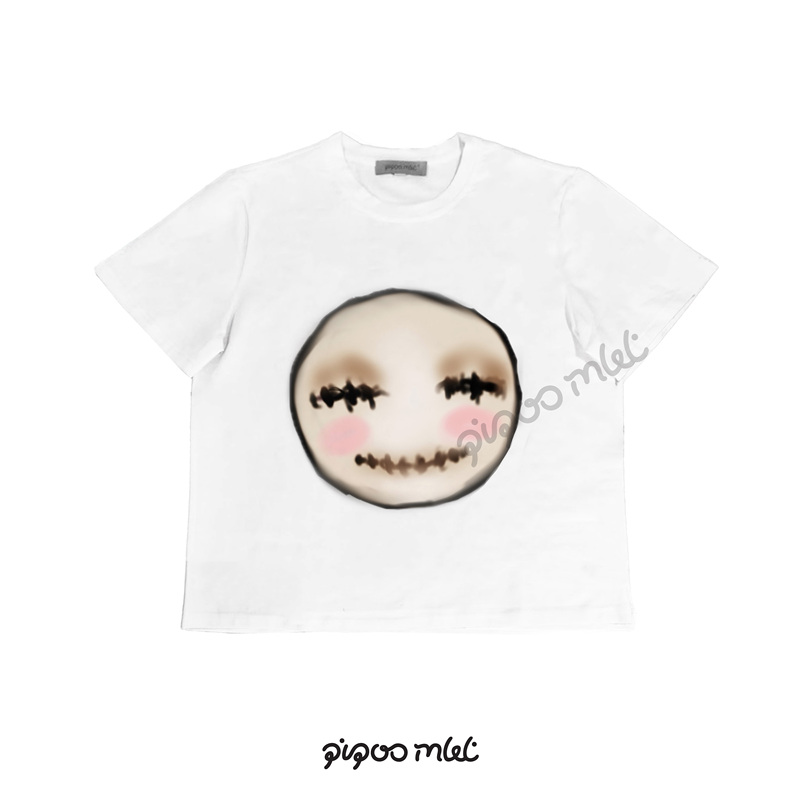 Big-Faced Ant-Pipoox Deep Well Alice Collaboration Original Illustration Digital Print Ice Porcelain Cotton T-Shirt
