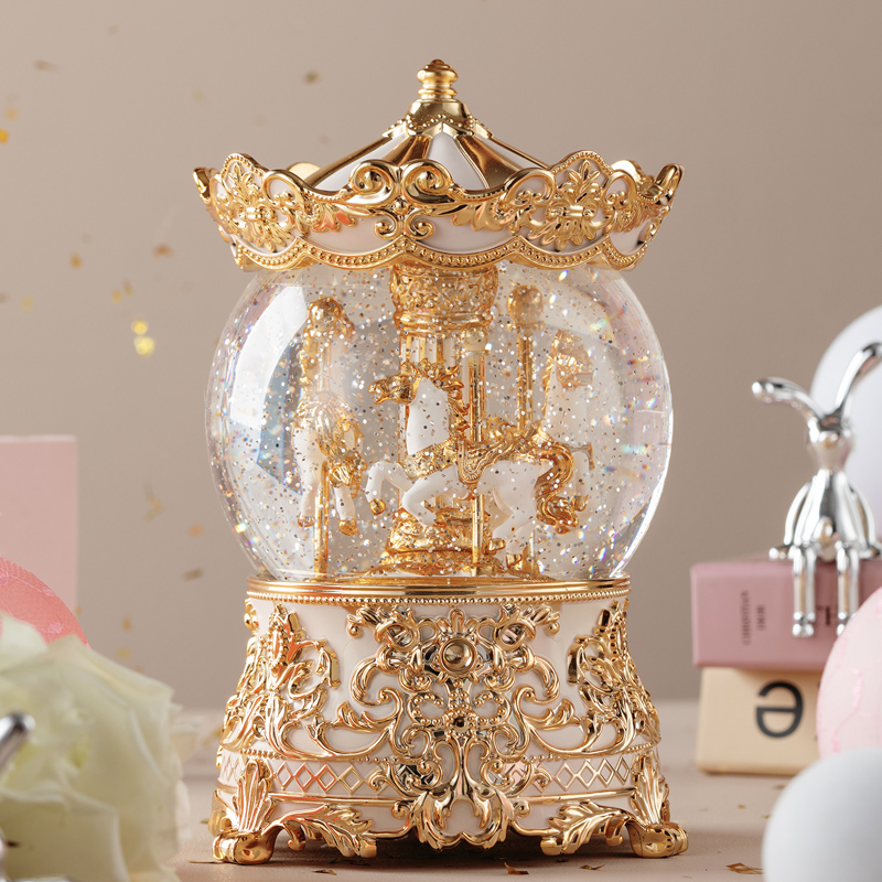 Crystal Ball Music Box Eight soundboxes The City of Sky Rotation of Trojans Princess Girls Girls Day Valentine's Day Gift-Taobao