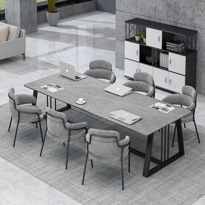 Nordic Marble Desk Modern Simple Meeting Table Light Luxury Rock Table to Talk Table and Chair Combination Reception Room Desk