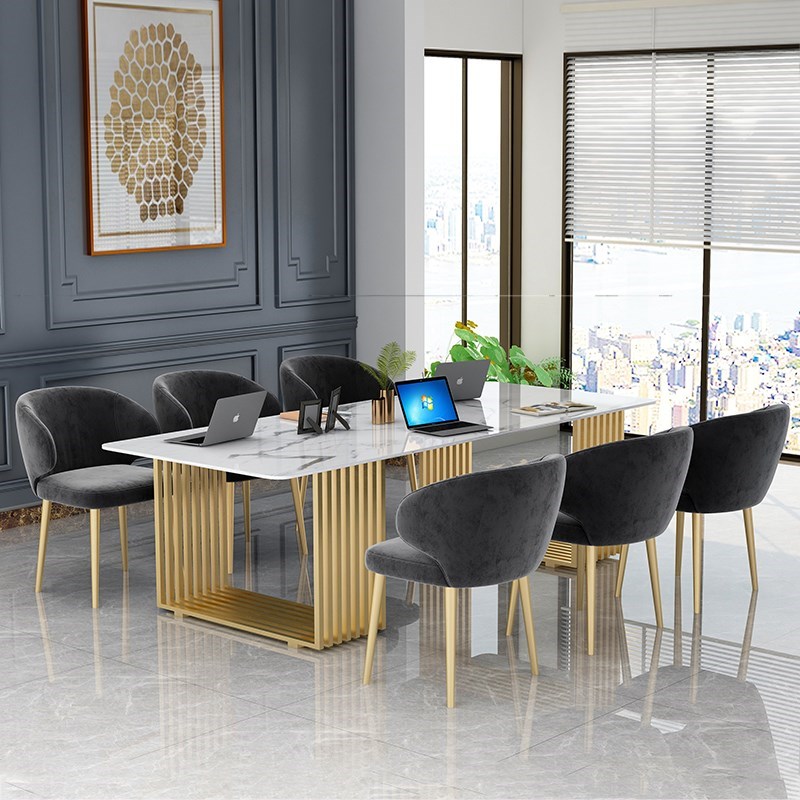 Light luxury slate conference table long table and chair combination rectangular simple modern desk reception negotiation conference long table