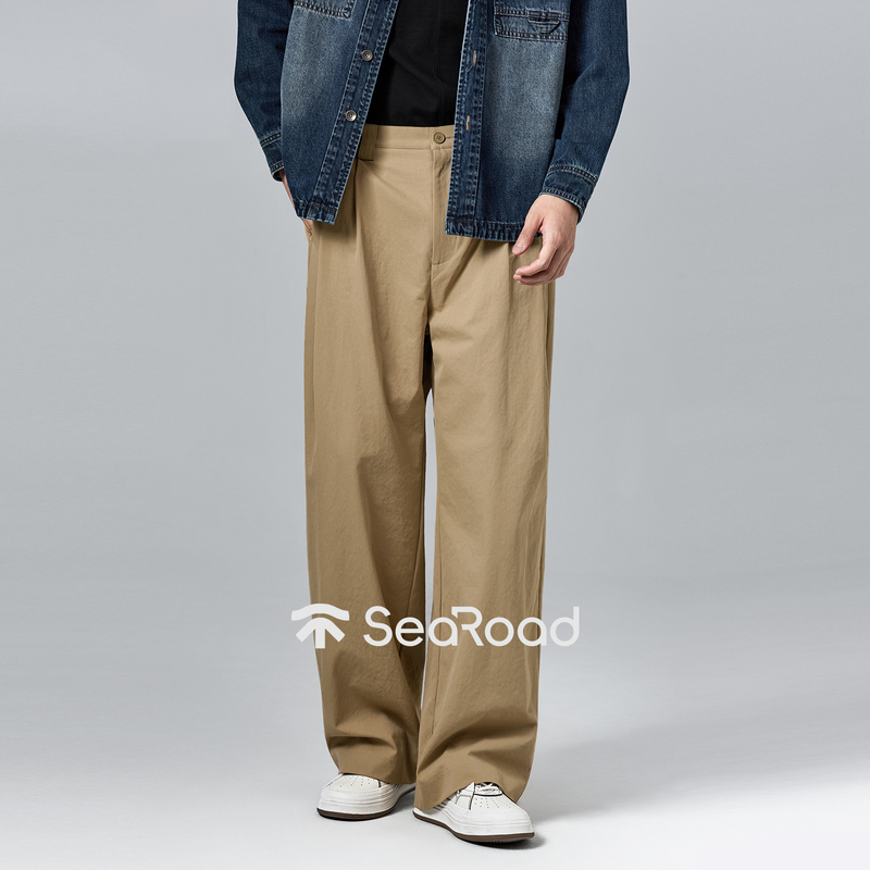 Marine Highway Japan Teijin Comfortable Double Pleated Large Loop Casual Pants Men's Spring and Autumn Workplace Commuting Straight Pants Marine Highway Japan Teijin Comfortable Double Pleated Large Loop Casual Pants Men's Spring and Autumn Workplace Commuting Straight Pants