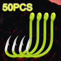 50pcs Luminous Filing Hooks Carbon Steel Glow In Night Fish