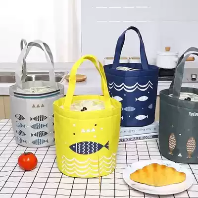 Bento strap portable summer aluminum foil thickened lunch belt Hand bag round office worker cloth bag insulation belt Rice