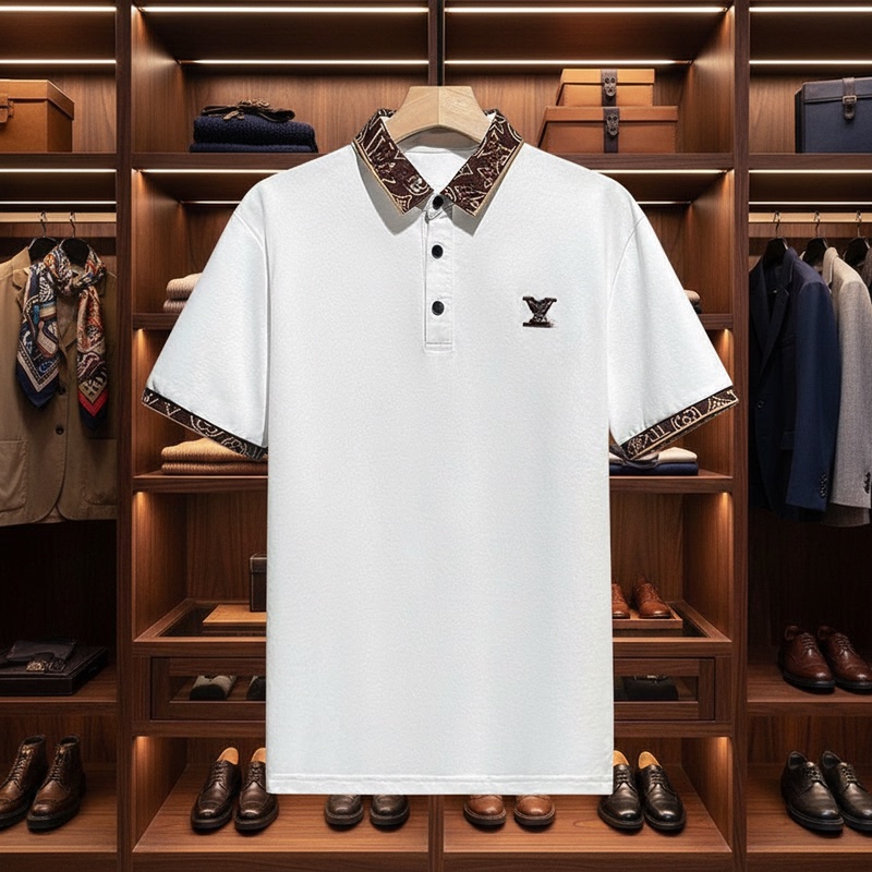 Hong Kong Lv K Summer Men's American-Style Luxury Simple Shenzhen Nanyou Brand High-Quality Imitation Embroidered Comfortable Short-Sleeve T-Shirt Hong Kong Lv K Summer Men's American-Style Luxury Simple Shenzhen Nanyou Brand High-Quality Imitation Embroidered Comfortable Short-Sleeve T-Shirt