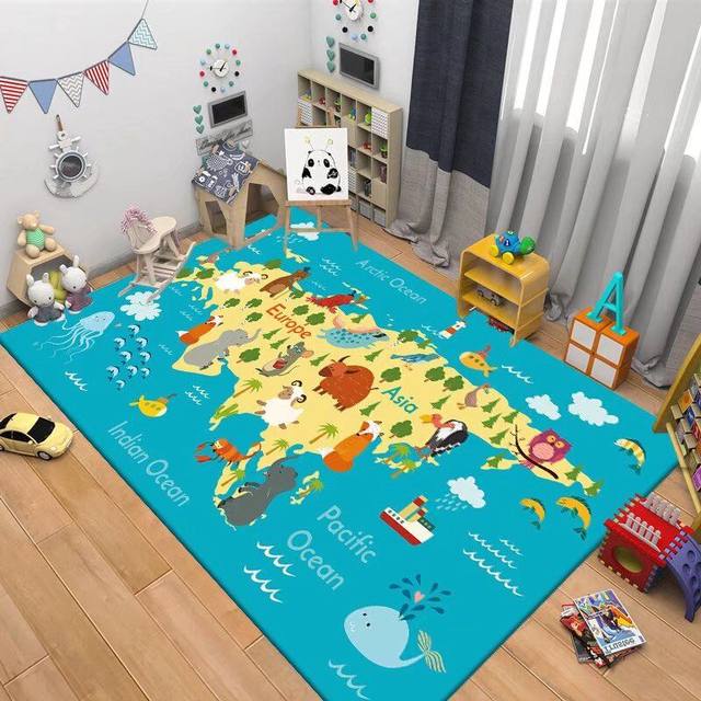 Kindergarten early education desk boy world map bedroom carpet children reading area book learning swivel chair floor mat
