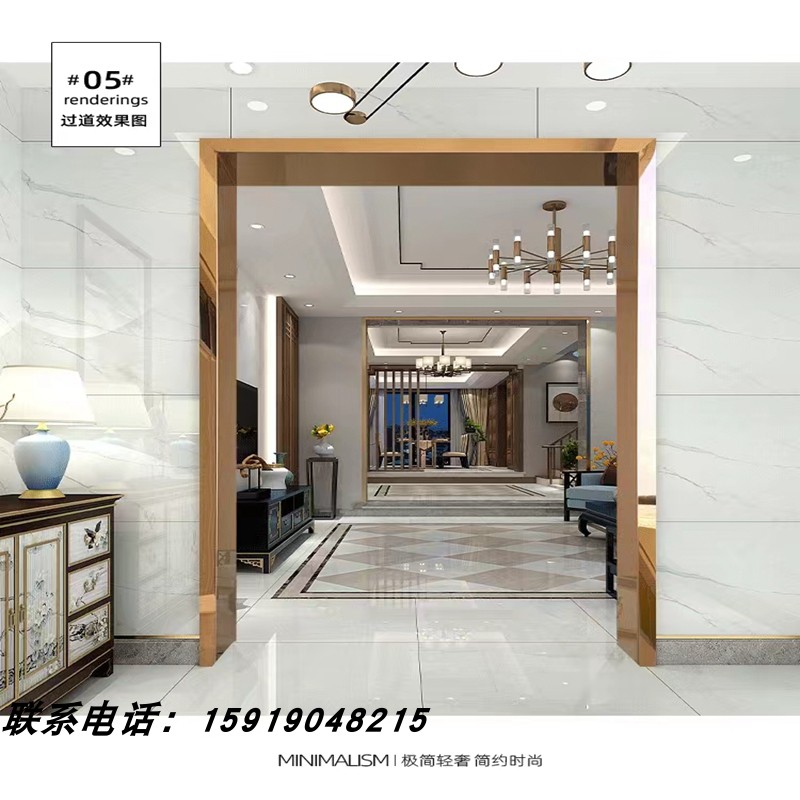 Stainless steel matte black elevator champagne gold door cover titanium alloy edge wood grain door frame rose gold line bronze skirting board