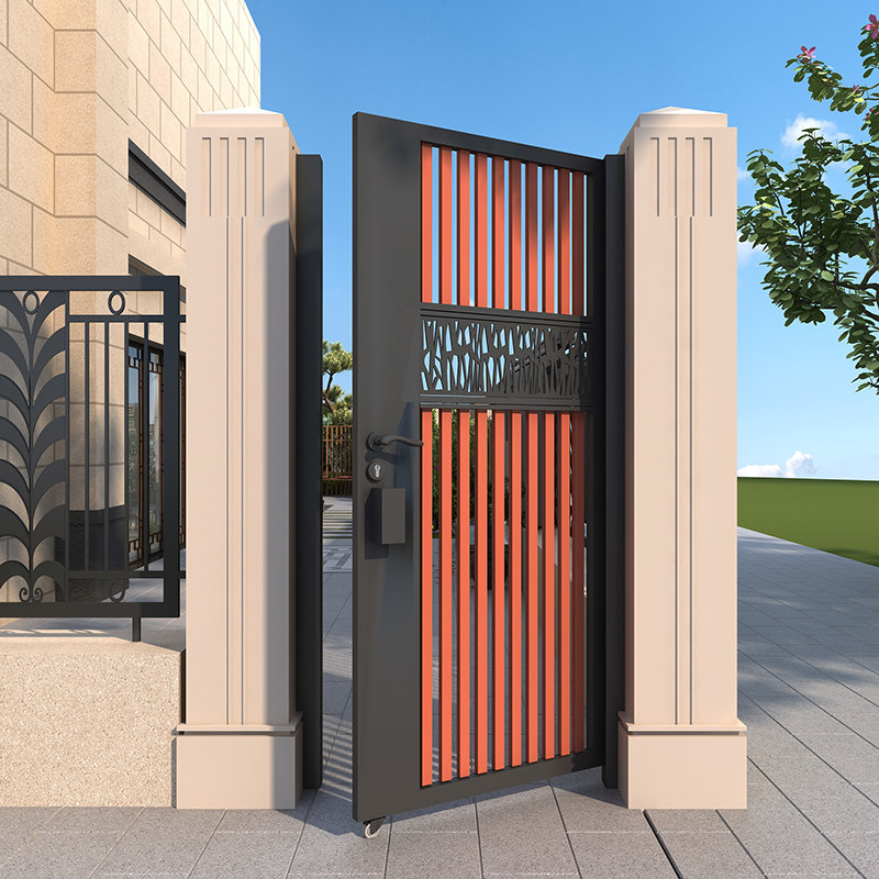 Wrought iron villa courtyard door garden door stainless steel outdoor yard anti-theft door single double door aluminum alloy door