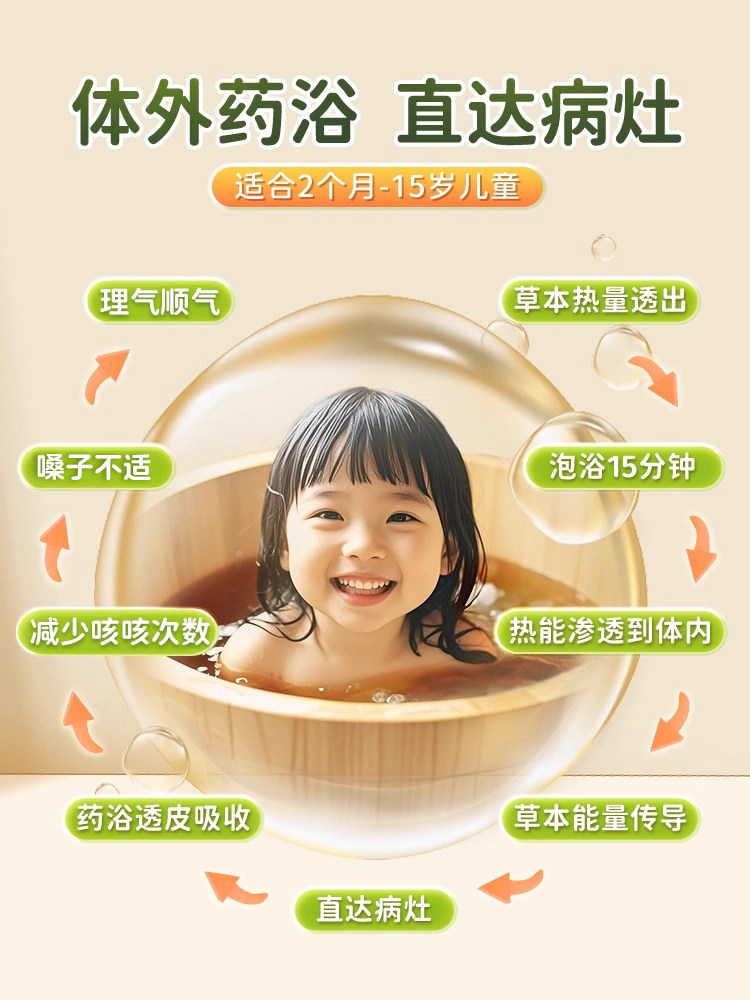 Children's Cough-Relieving Foot Bath Herbal Pack with Mugwort Leaves and Ginger, Baby Bath to Relieve Cough and Nasal Congestion, Kids' Foot Bath Pack