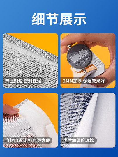 Disposable Insulated Bag, Thickened for Takeout, Special for Pizza and Barbecue, Aluminum Foil Tin Foil Packaging Bag, Winter Insulation and Refrigeration Bag