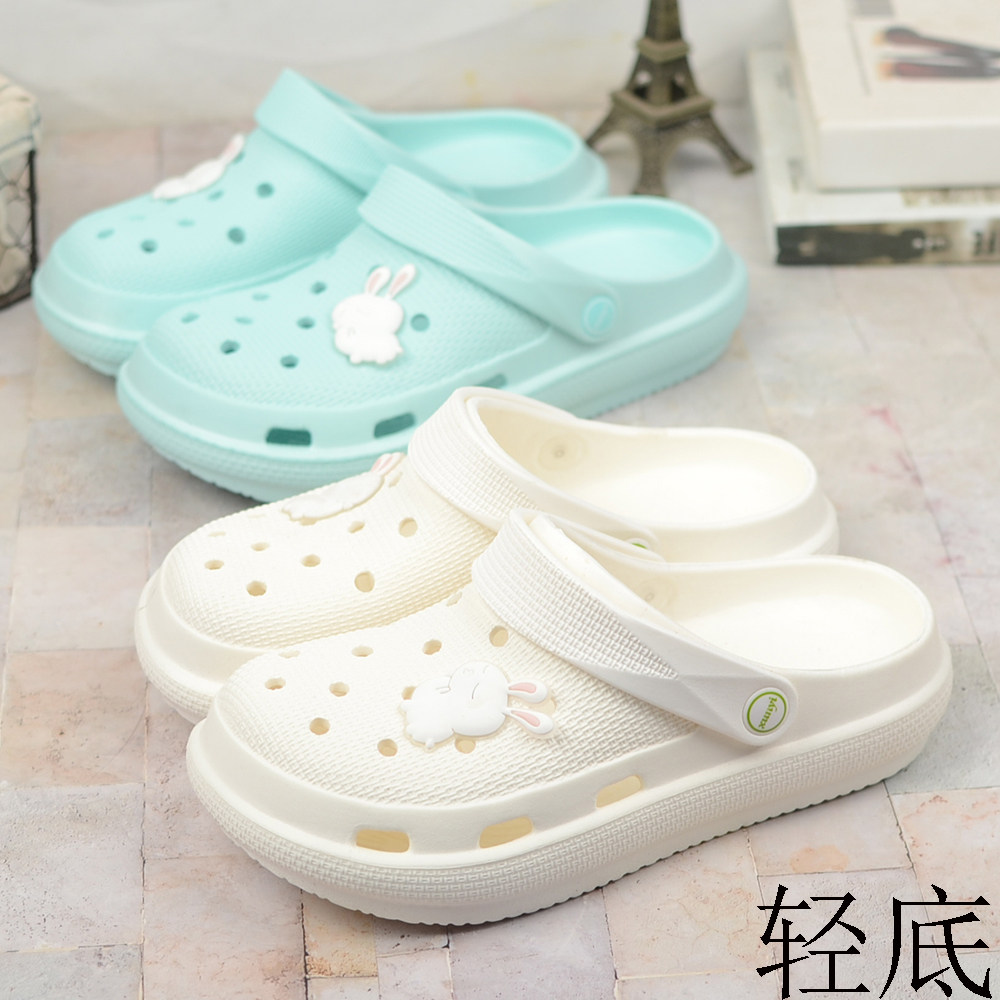 Beach sandals shoes girls cute cartoon thick bottom hole shoes summer outer wear non-slip hollow soft bottom