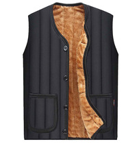 Middle-aged and elderly cotton vest mens winter plus velvet vest fathers clothing mens waistcoat large size vest