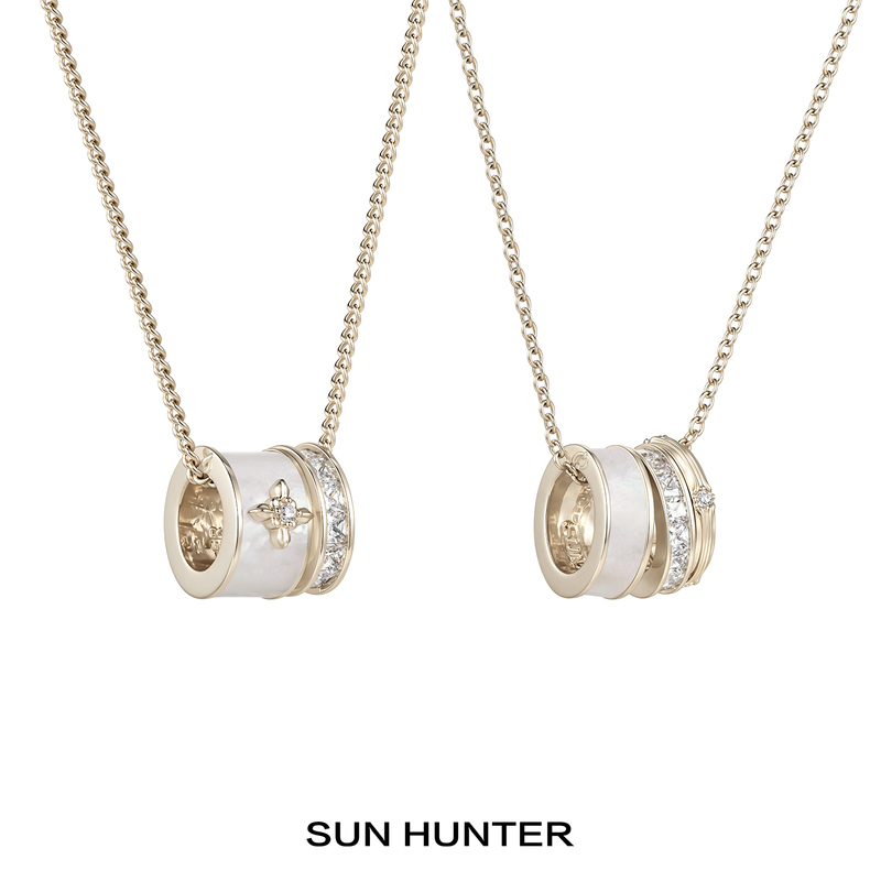 Sun Hunter Original Mother-Of-Pearl Iris Necklace Retro Ring Birthday Gift Clavicle Chain for Women