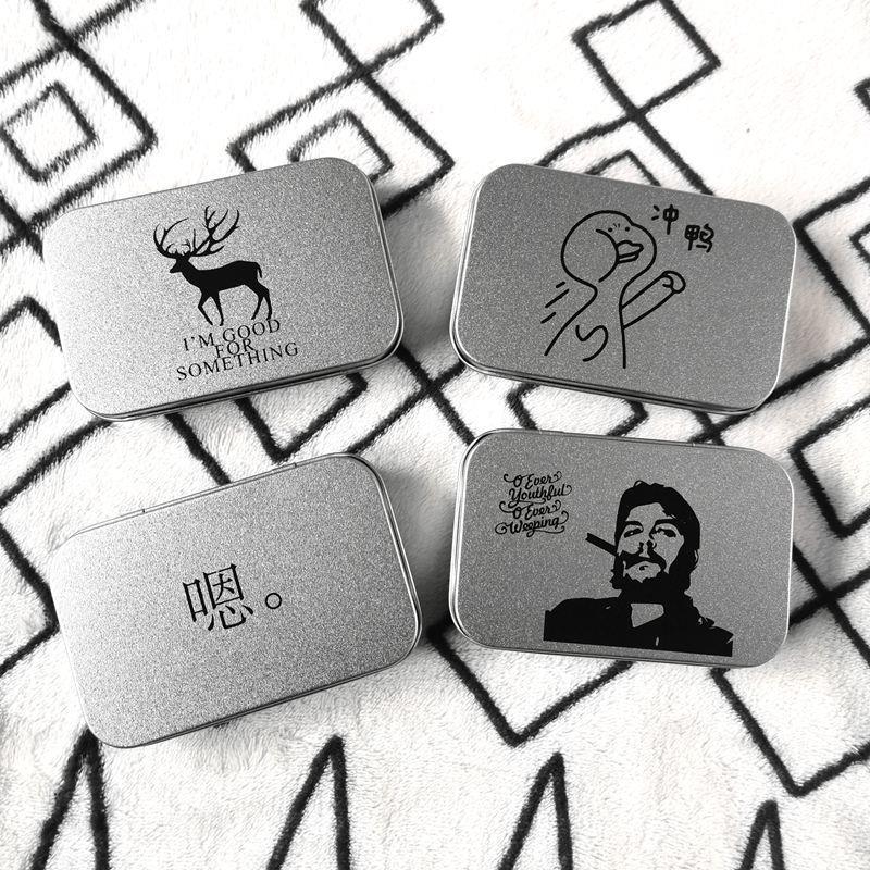 Small tin box jewelry storage box ins style silver tin box packaging box 4 patterns in stock