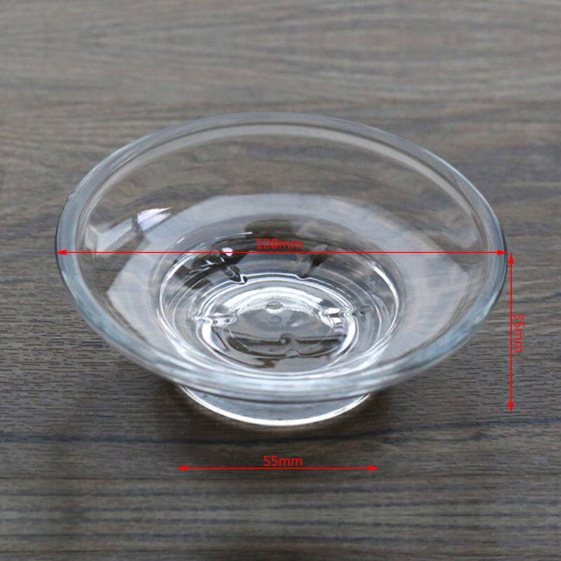 Soap Dish Round Glass Storage Box Clear Holder Accessories F