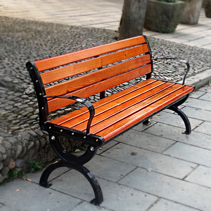 Park Chair Outdoor Benches Casual Backrest Solid Wood Seats Embalming Chairs Long Bench Iron Art Eco-friendly Plastic Wood Stools