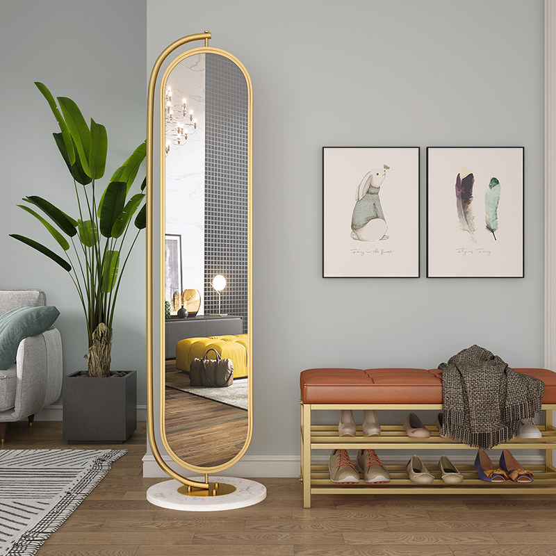 Full Body Mirror Home Nordic Light Lavish Floor Full Body Mirror Girl Ins Swivel Full Body Mirror Multifunction Floor Mirror