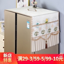 Woven bird lace refrigerator cover cloth Refrigerator dust cover household kitchen single and double door refrigerator cover cover towel oil-proof