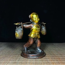 Wealth gold pure copper household childrens gilded good fortune and wealth boys money-picking office money-picking boys desktop decorations to give away children